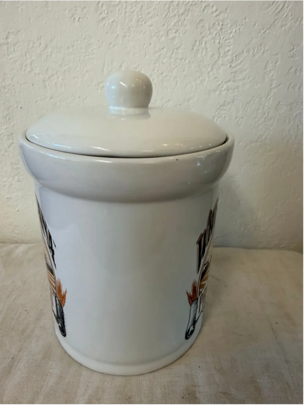 Vintage Wheat Montana Prairie Gold Canister Cookie Jar With lid
